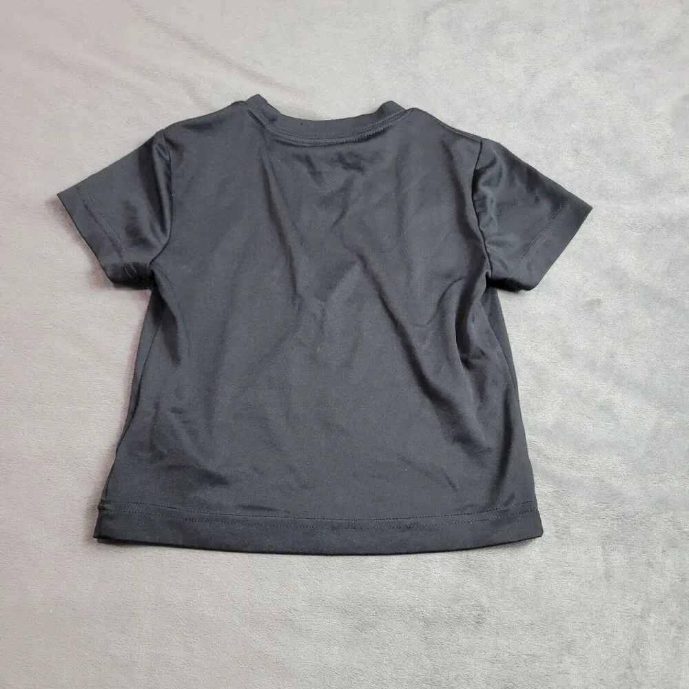 Nike DriFit Boy Size 2 Toddler Tee Black Crew Neck Large Red Swoosh Pullover Top